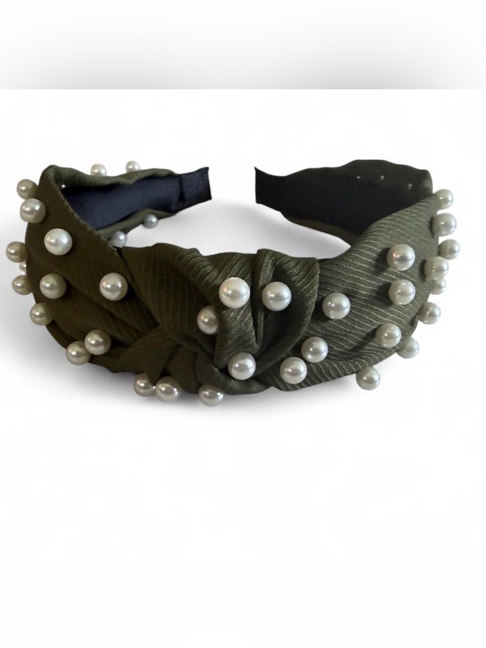 🛍️ 3/$15 Olive Green Pearl Knotted Headband - Women Accessories new